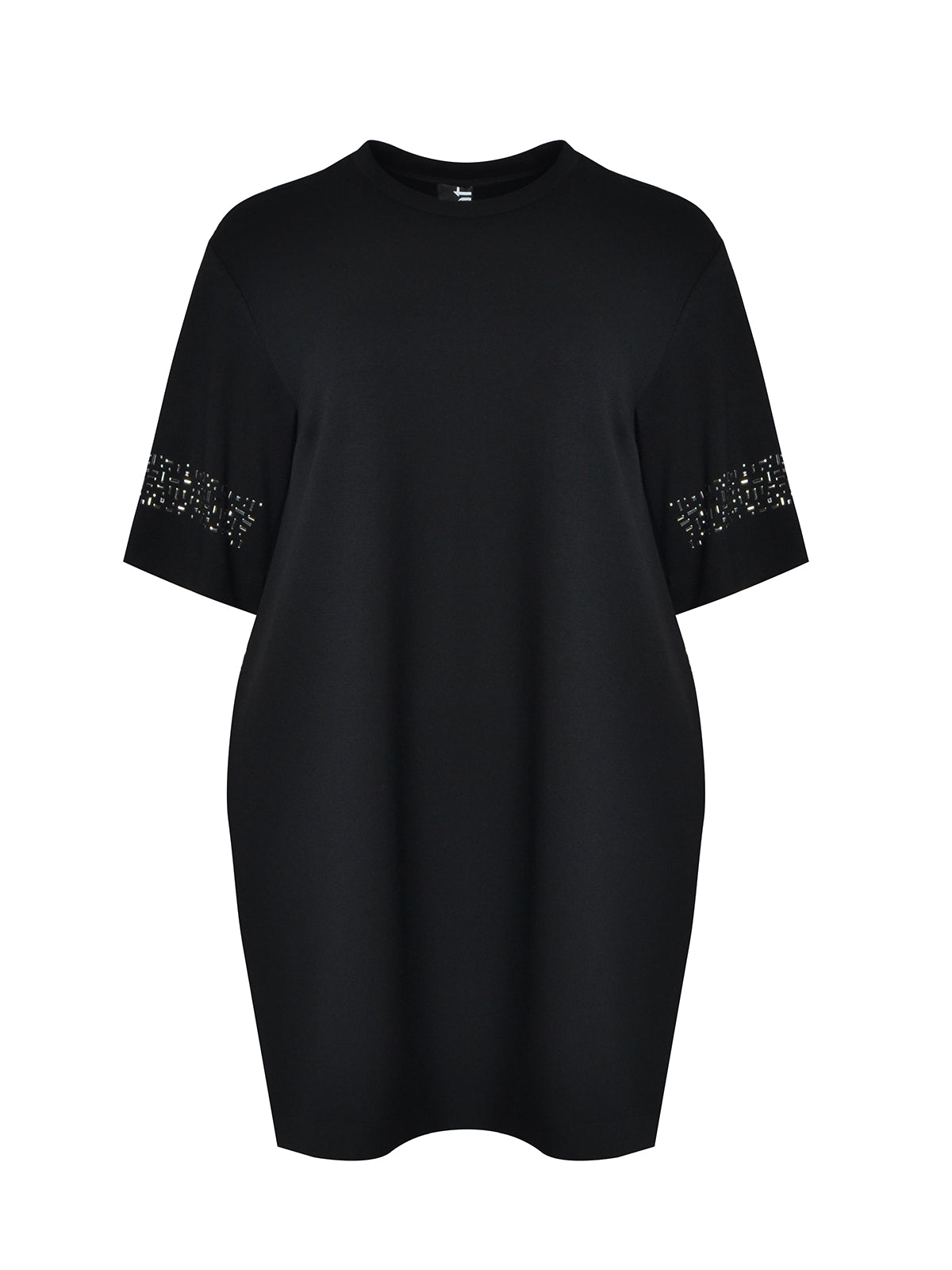 Mat Mini Dress with Sparkle Sleeve
