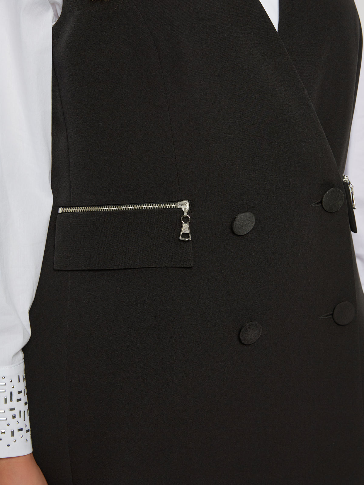 Mat Waistcoat Dress in Black
