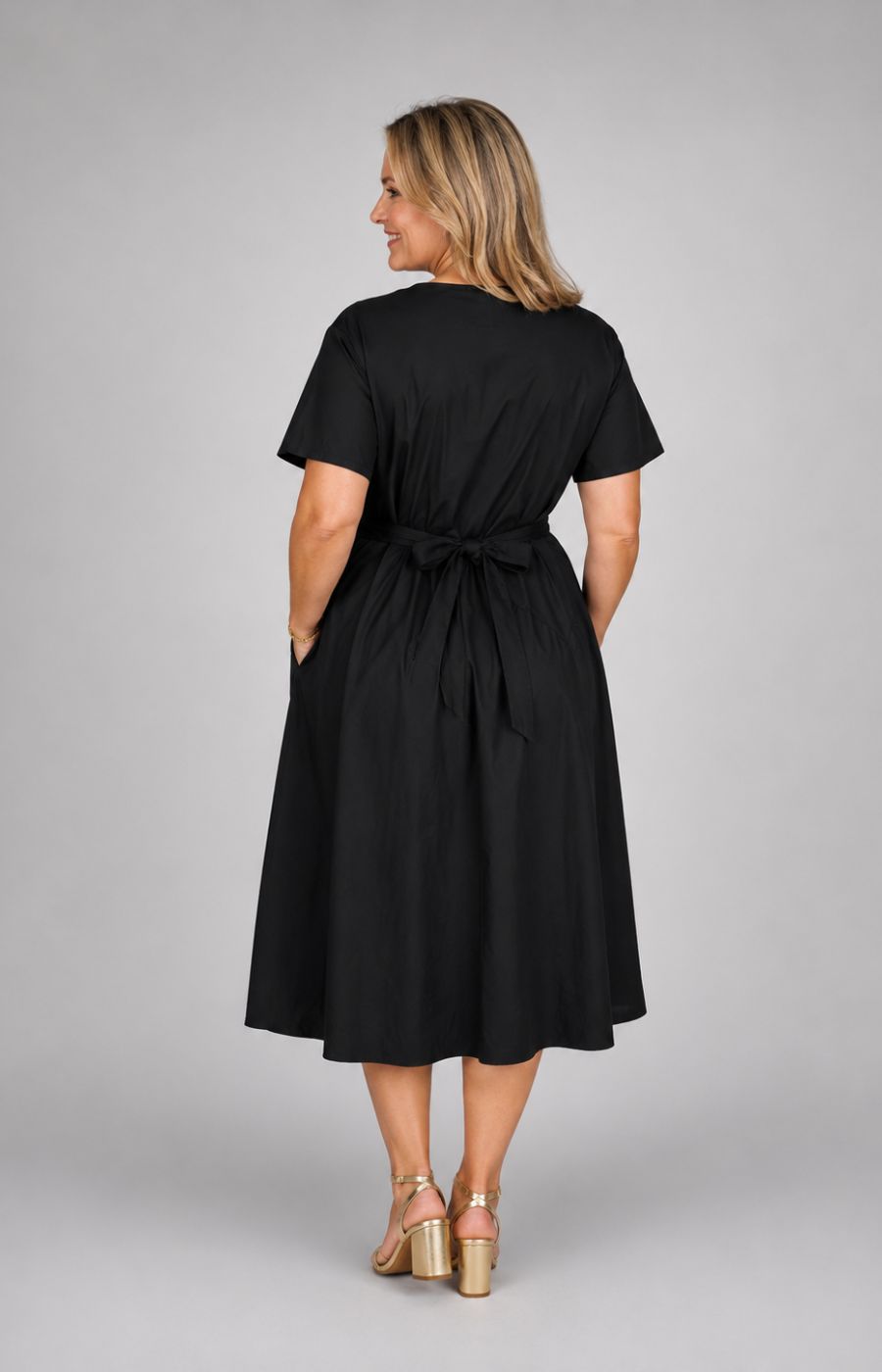 Matilda Black Dress with Pink Flowers