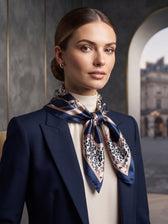 Megan Silk Scarf in Navy