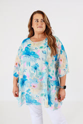 Mia Floral Blouse in Blue