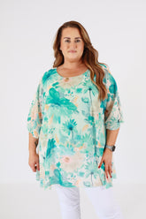 Mia Floral Blouse in Turquoise