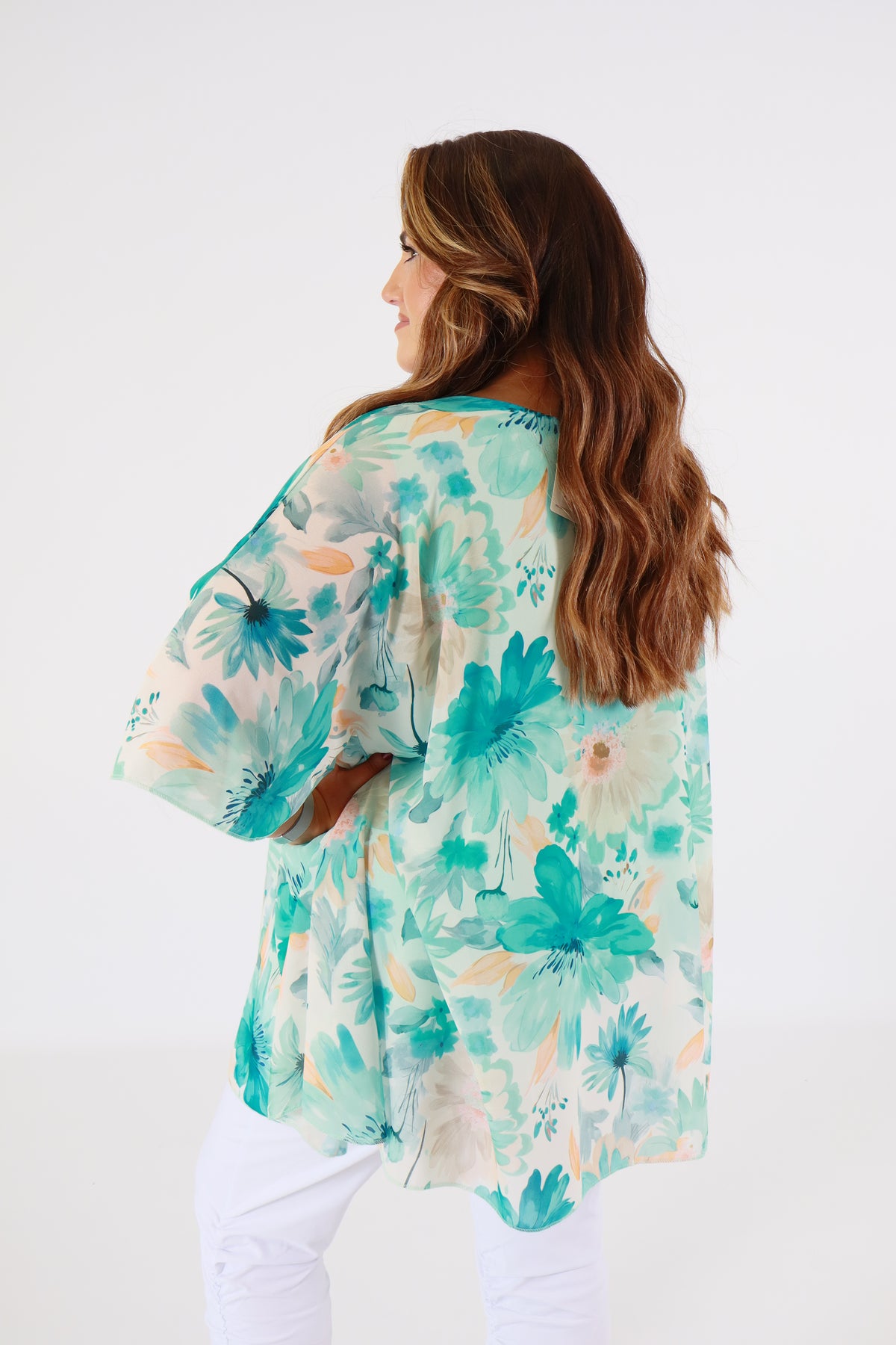 Mia Floral Blouse in Turquoise