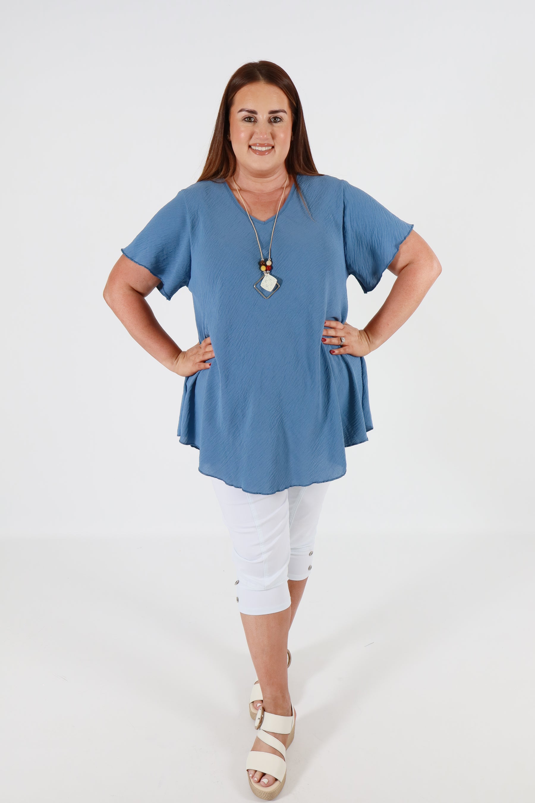 Nina Blouse in Denim Blue