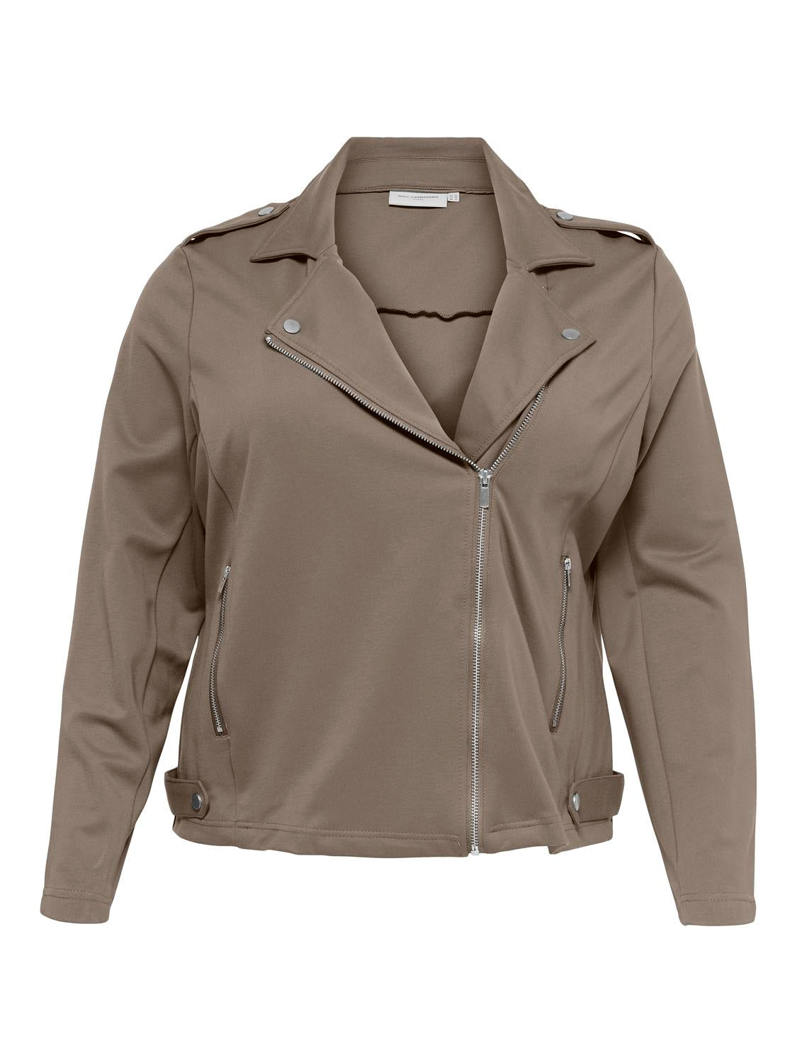 Only Carmakoma Biker Jacket Taupe Plus Size Coats