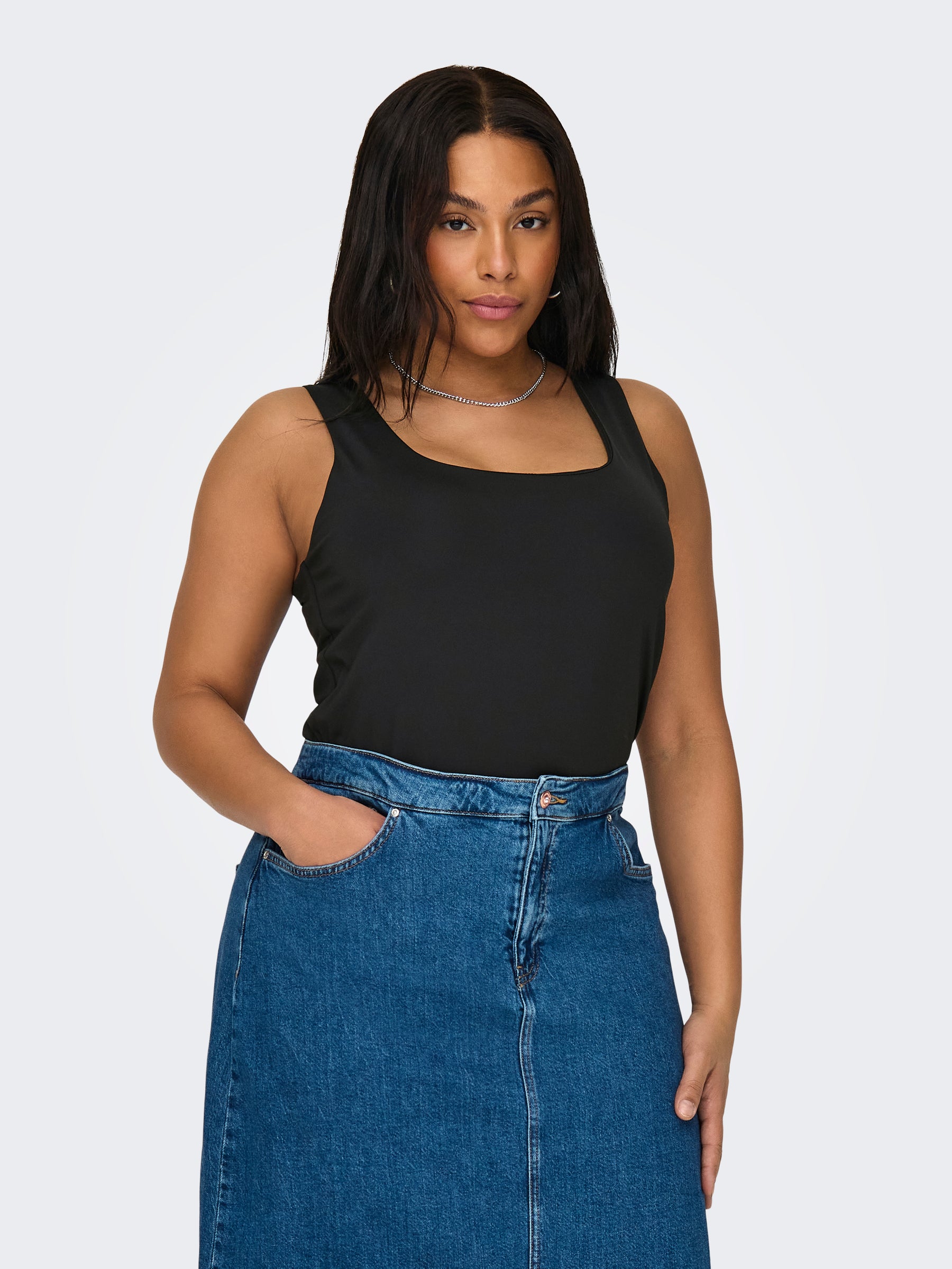 Only Carmakoma Rea 2 Way Vest Top In Black