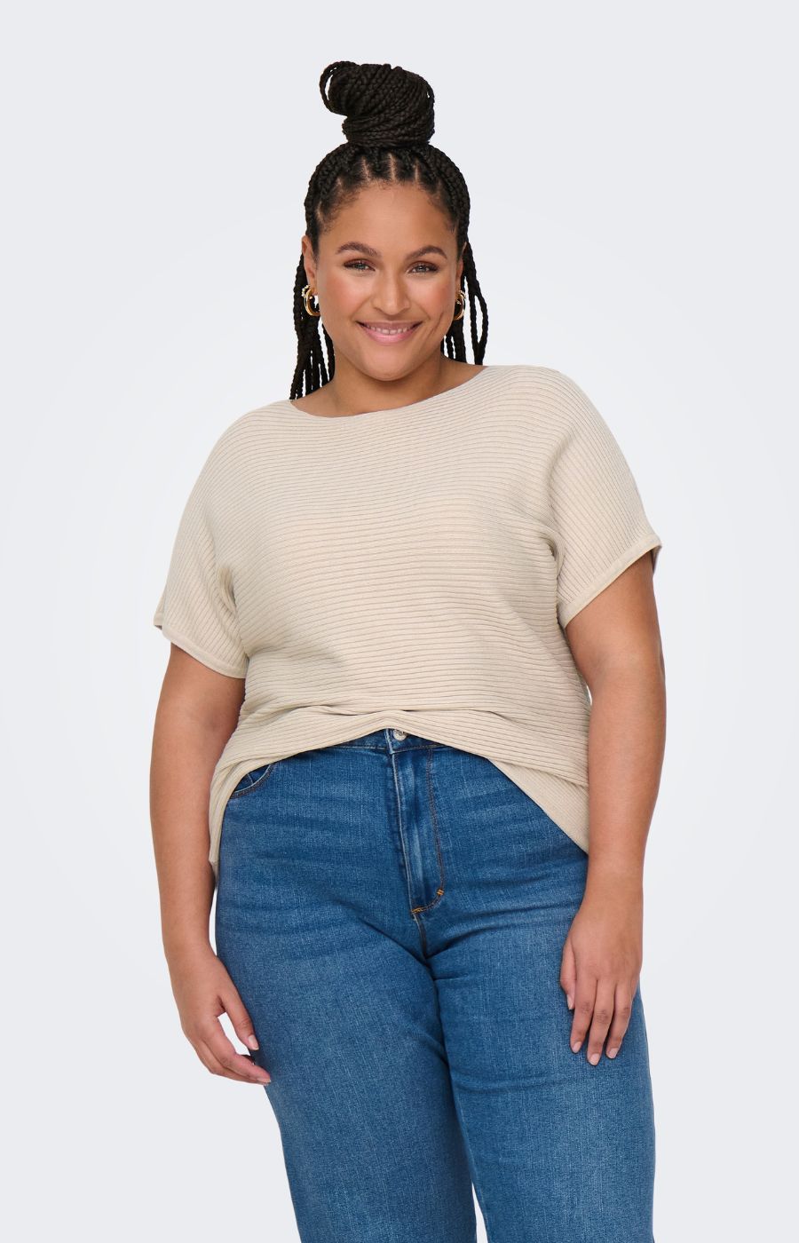 Only Carmakoma Adaline Knit Top in Beige