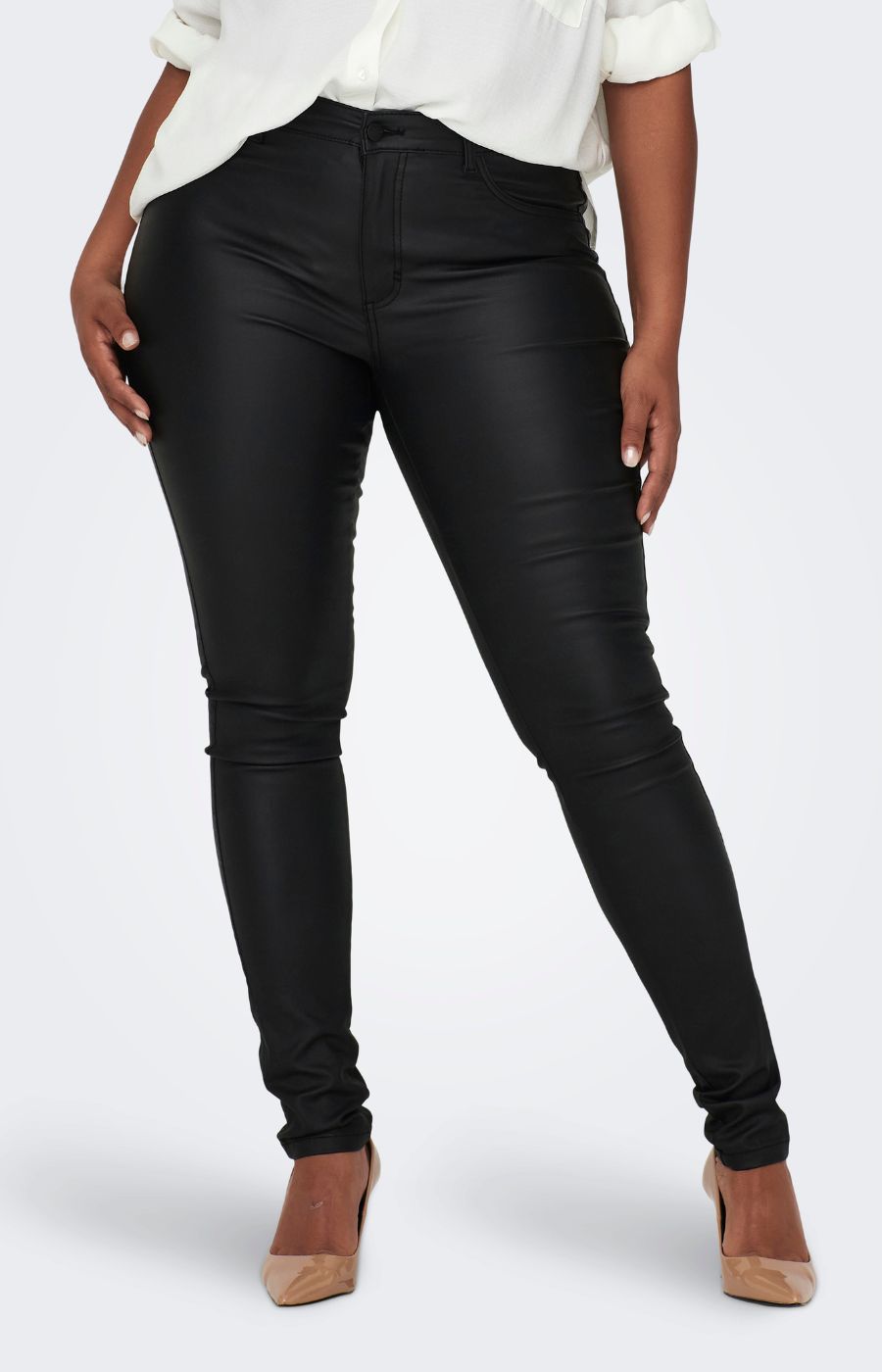 Only Carmakoma Coated Skinny Jean in Black