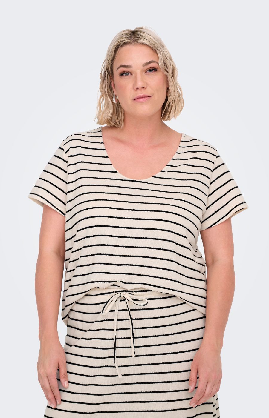 Only Carmakoma Jana Striped Top in Beige