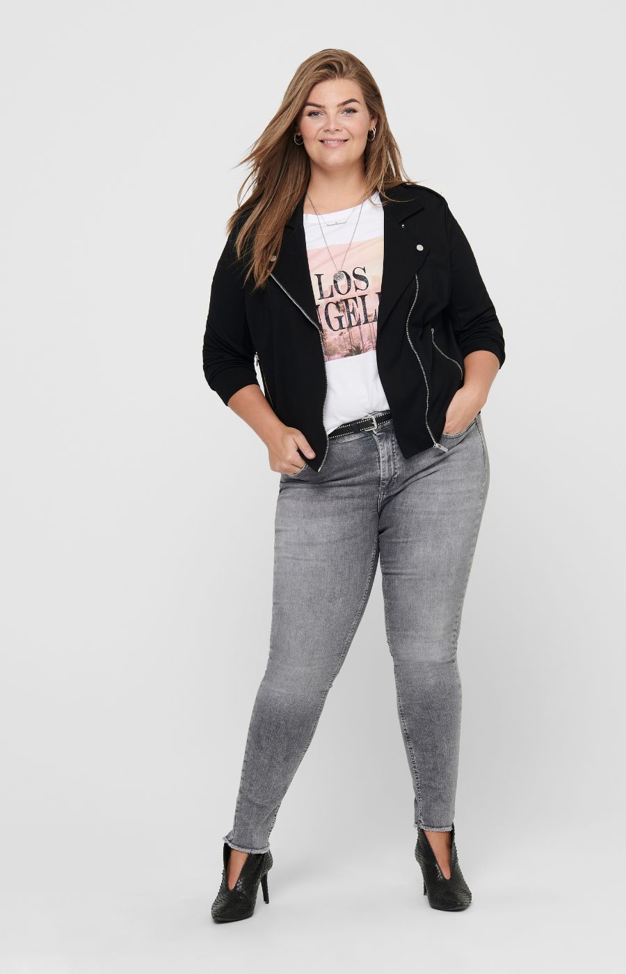 Only Carmakoma Jersey Biker Jacket in Black
