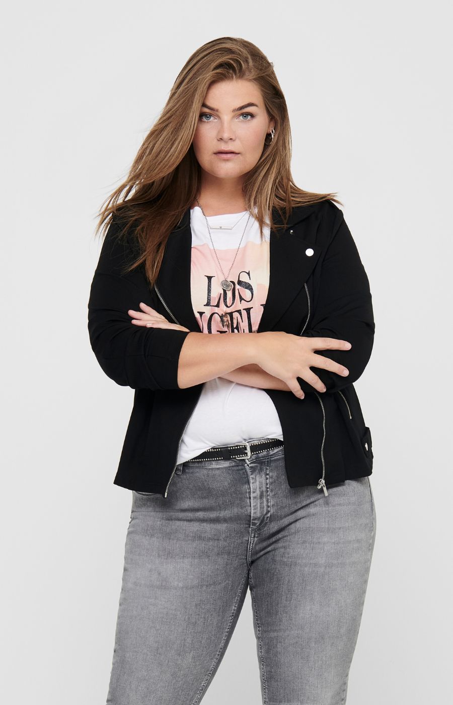 Only Carmakoma Jersey Biker Jacket in Black