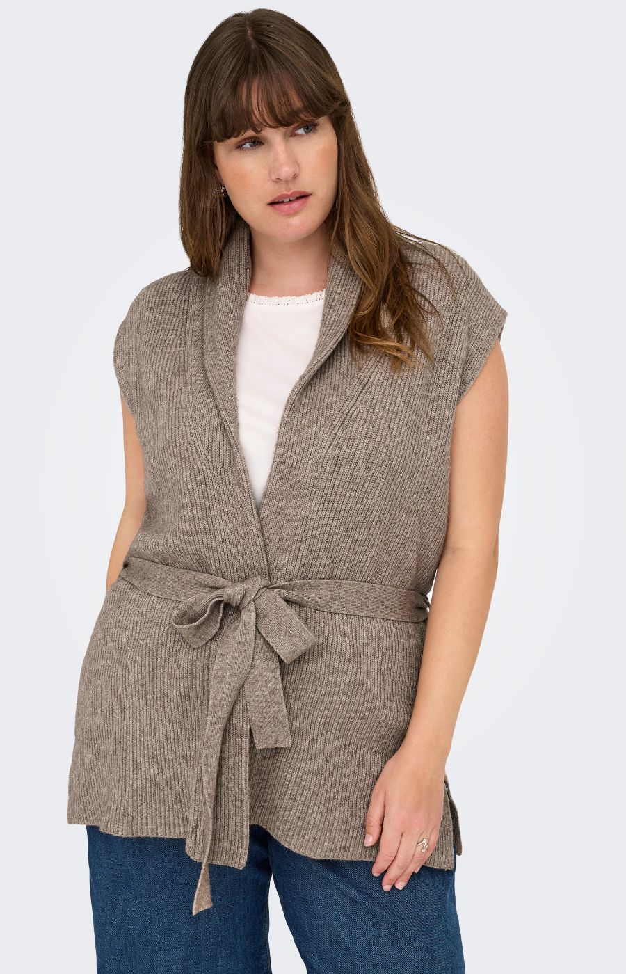 Only Carmakoma Katia Wrap Vest in Beige