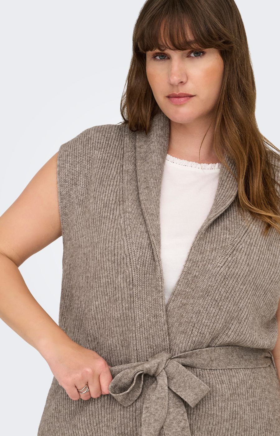 Only Carmakoma Katia Wrap Vest in Beige