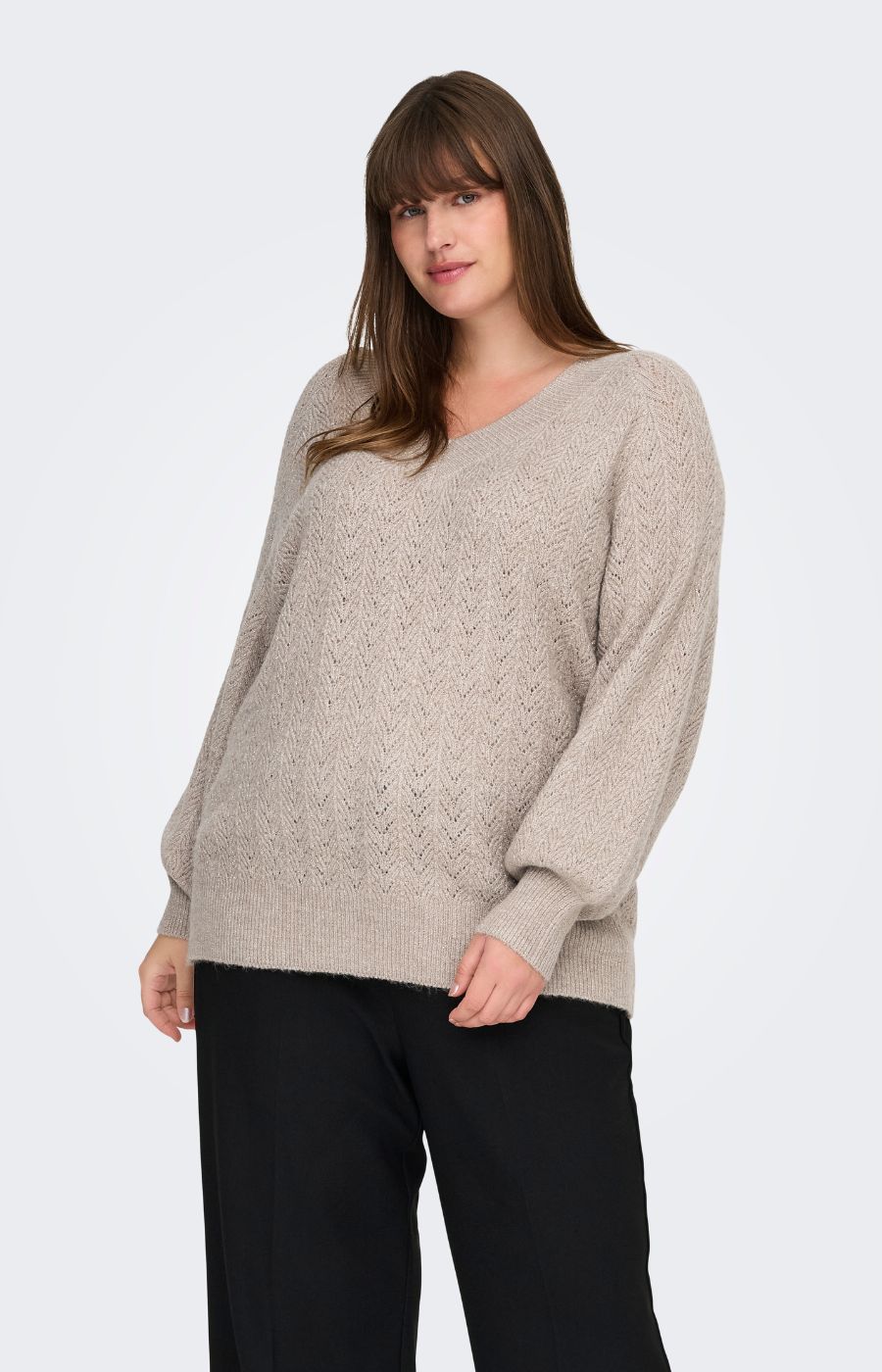 Only Carmakoma Lucilla Knit Jumper in Beige