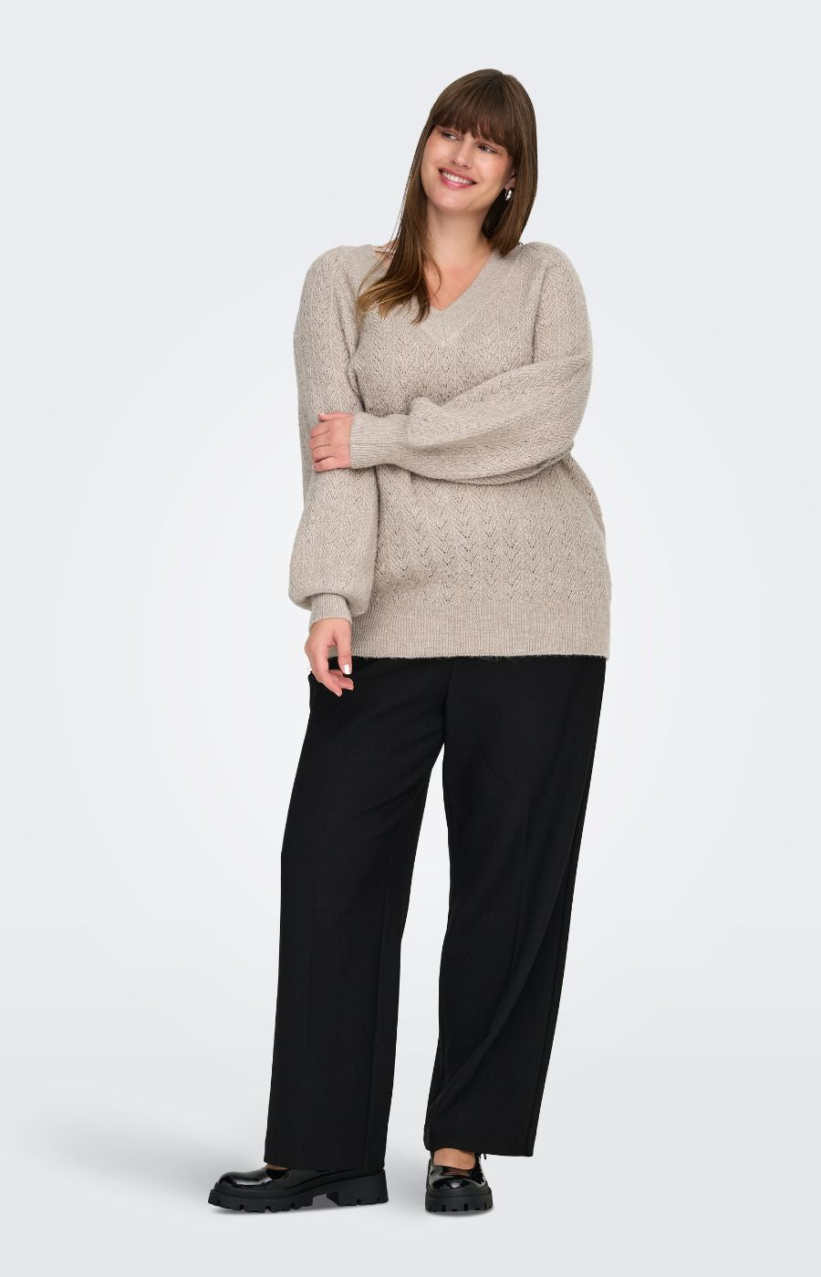 Only Carmakoma Lucilla Knit Jumper in Beige