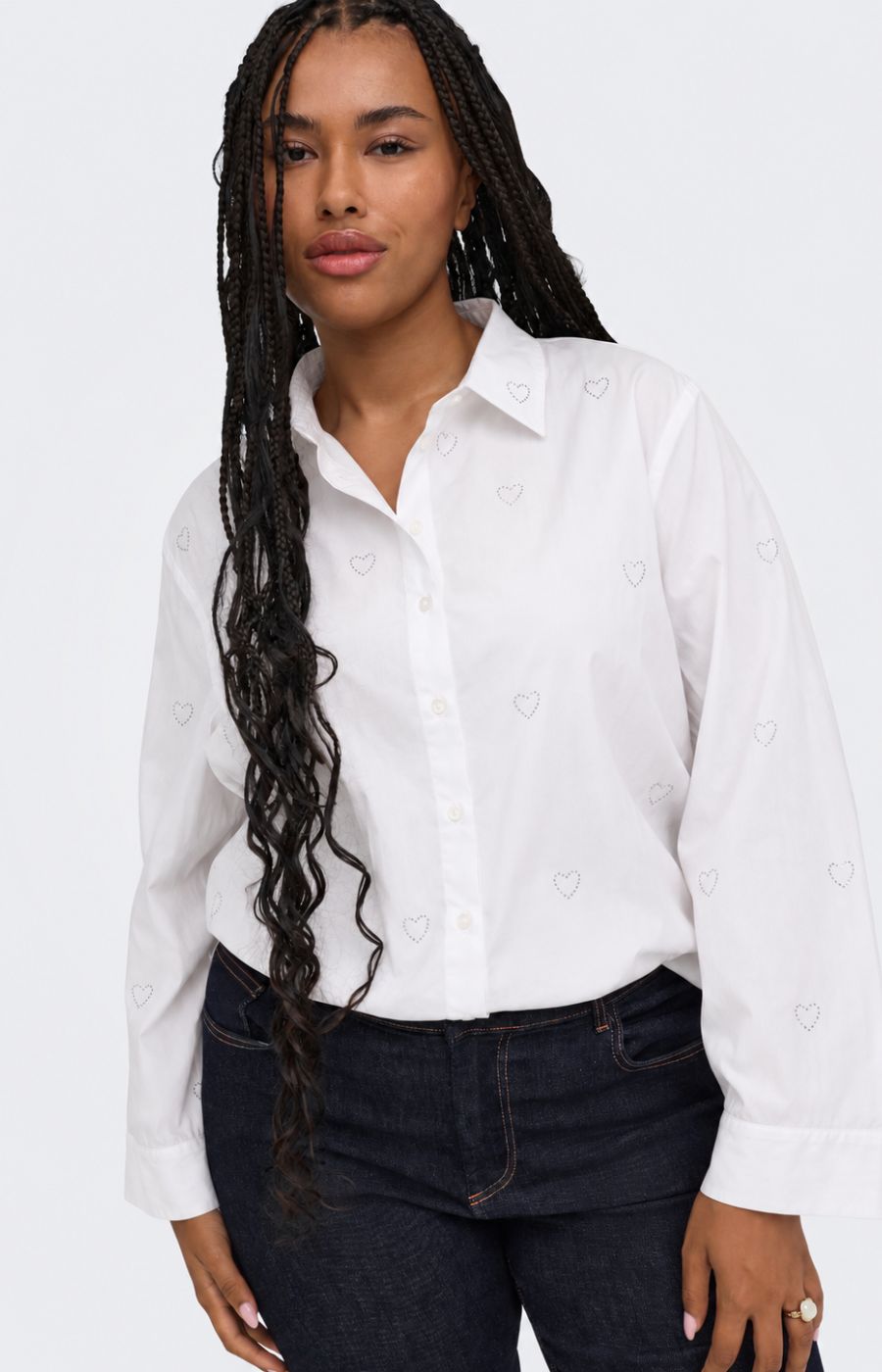 Only Carmakoma Sarah Heart Shirt in White