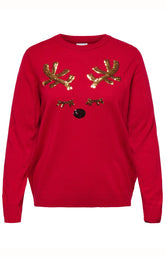 Only Carmakoma Shine X-Mas Reindeer Jumper in Red