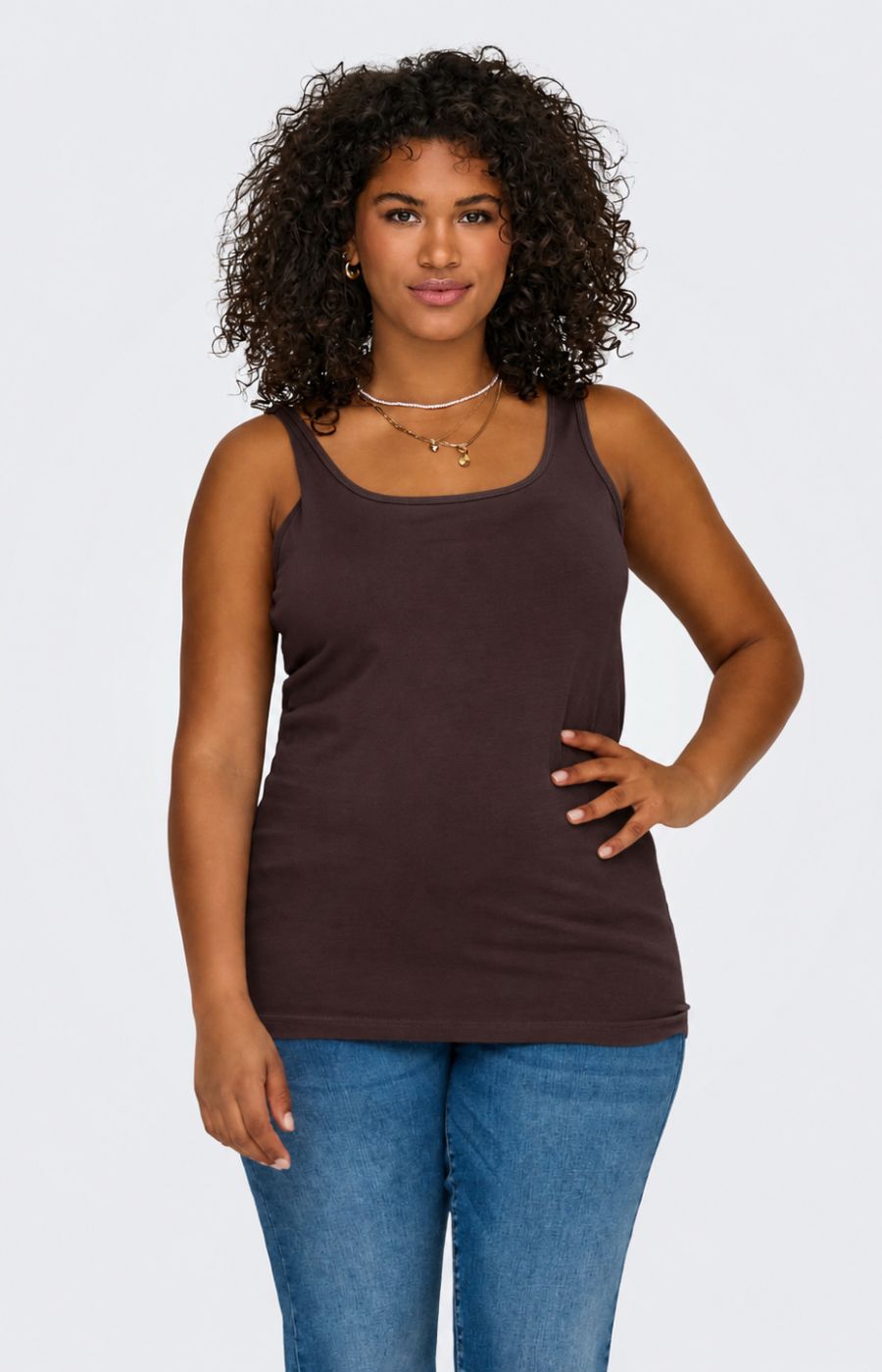 Only Carmakoma Time Vest Top in Coffee Bean
