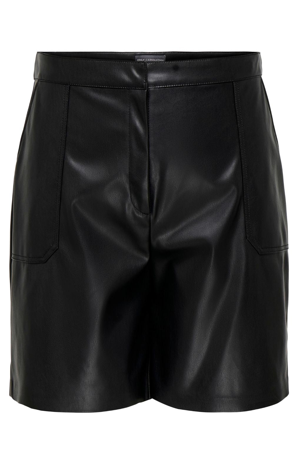 Only Carmakoma Tricia Leather Look Shorts in Black