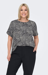 Only Carmakoma Vica Blouse in Black Abstract Print