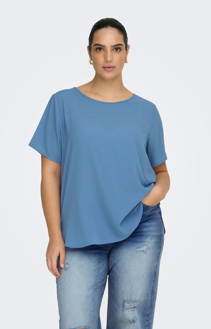 Only Carmakoma Vica Blouse in Denim Blue