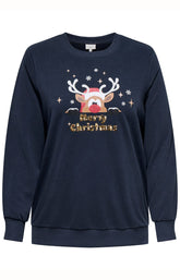 Only Carmakoma X-Mas Reindeer Sweater in Navy