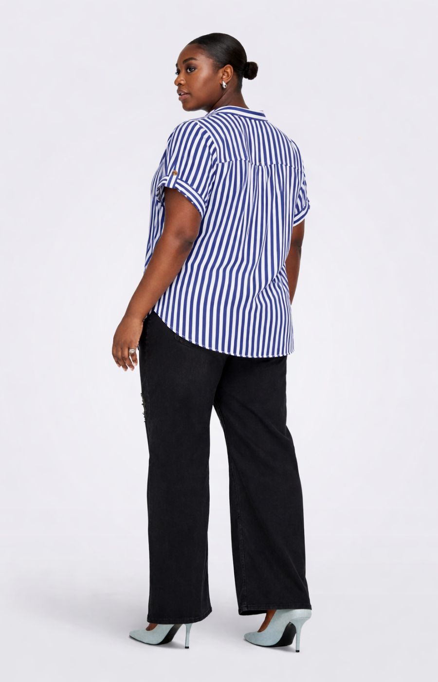 Only Carmakoma Yasmin Shirt in Blue Stripe