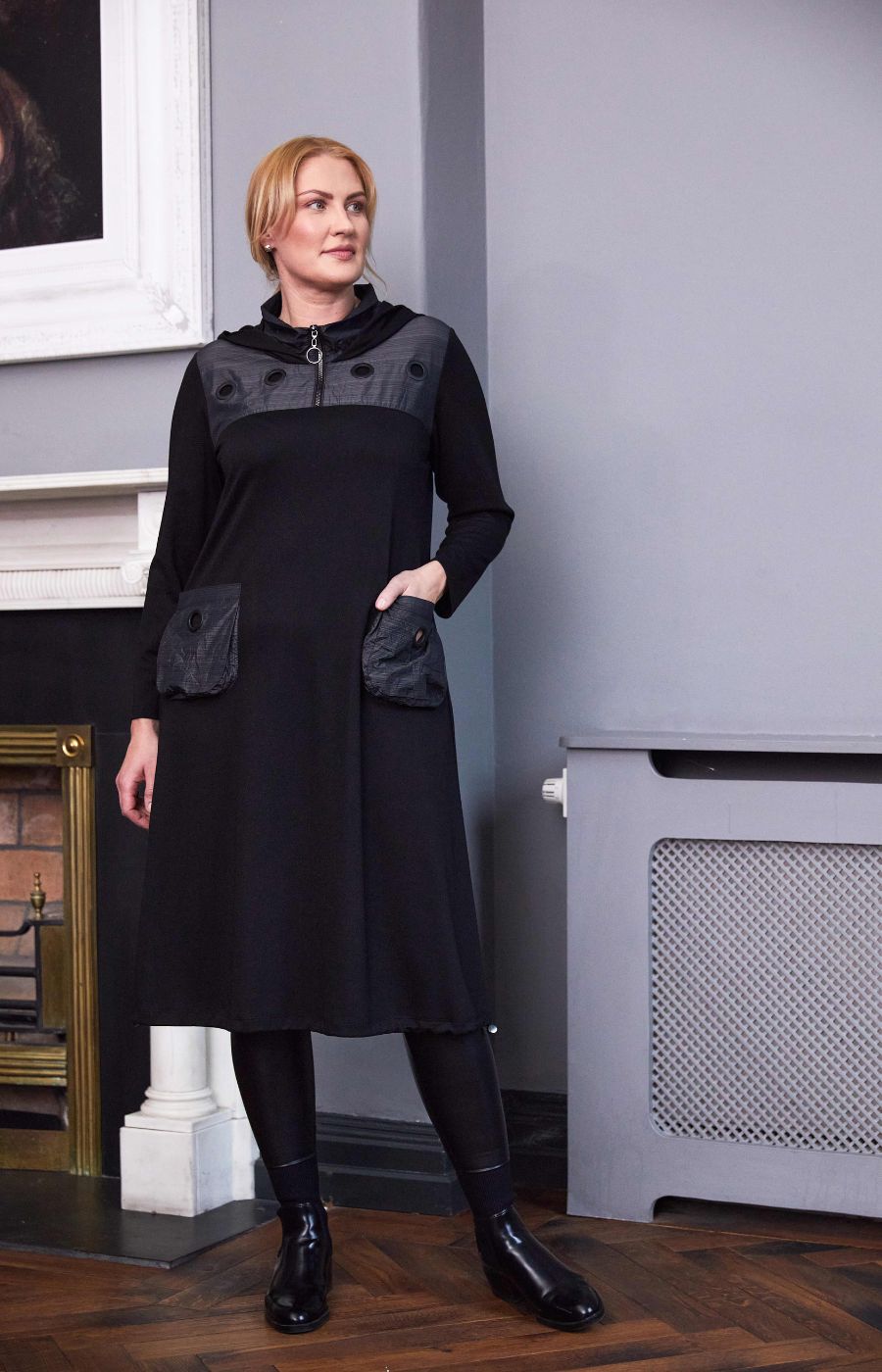 Ora Black and Grey Dress | Plus Size Dresses | Wardrobeplus.ie