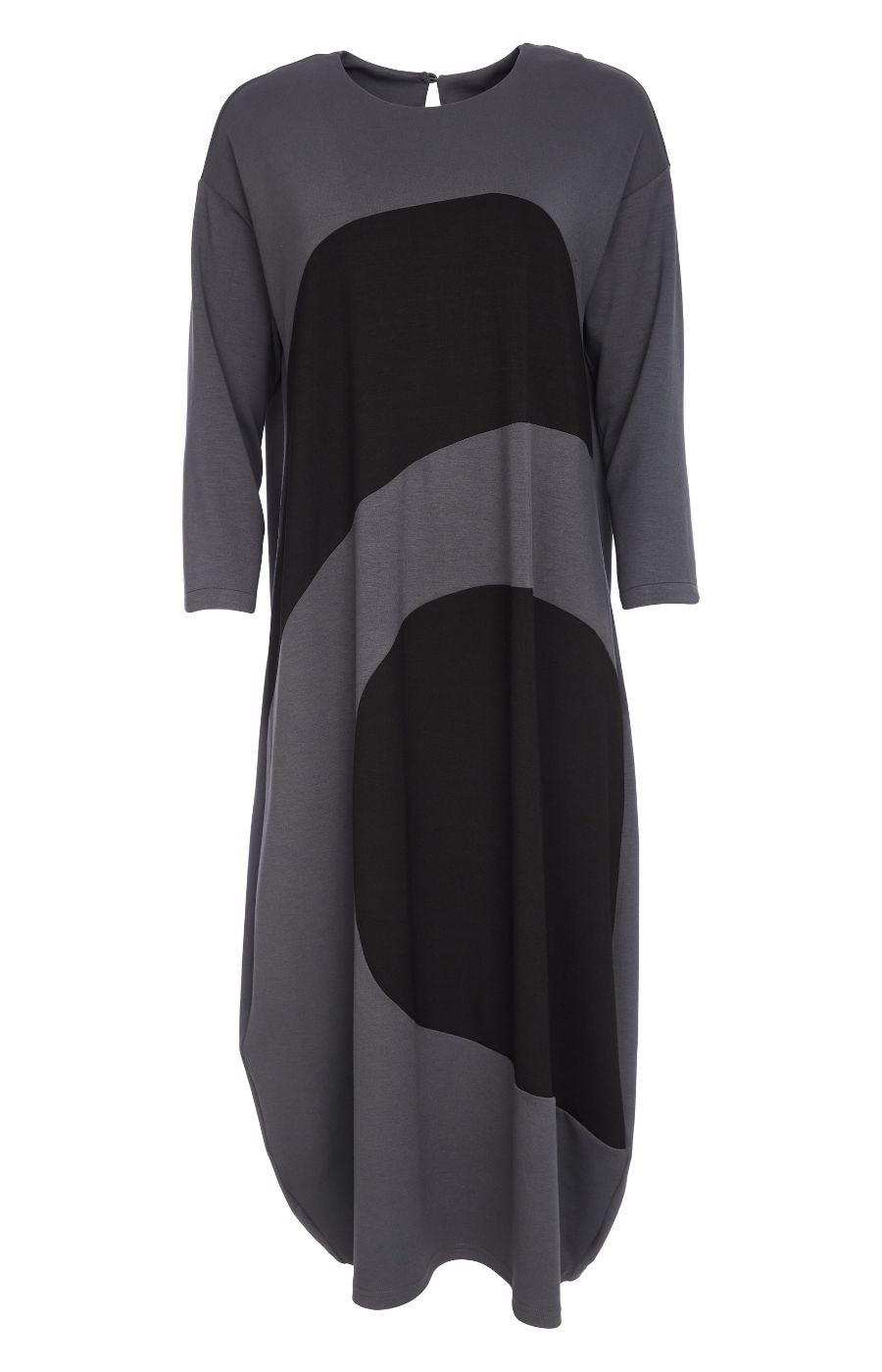 Ora Grey Dress with Black Accents