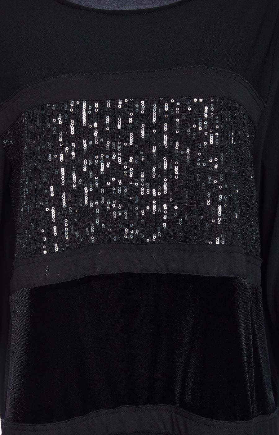 Ora Sequin Stripe Blouse in Black