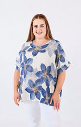 Posey Floral Blouse in Blue