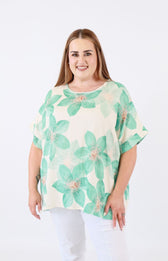 Posey Floral Blouse in Turquoise