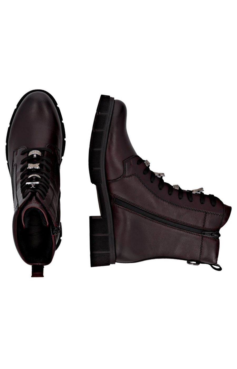 Remonte Boot in Burgundy with Lace Charms