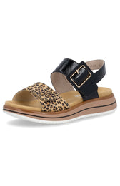 Remonte Sandal in Black Leopard