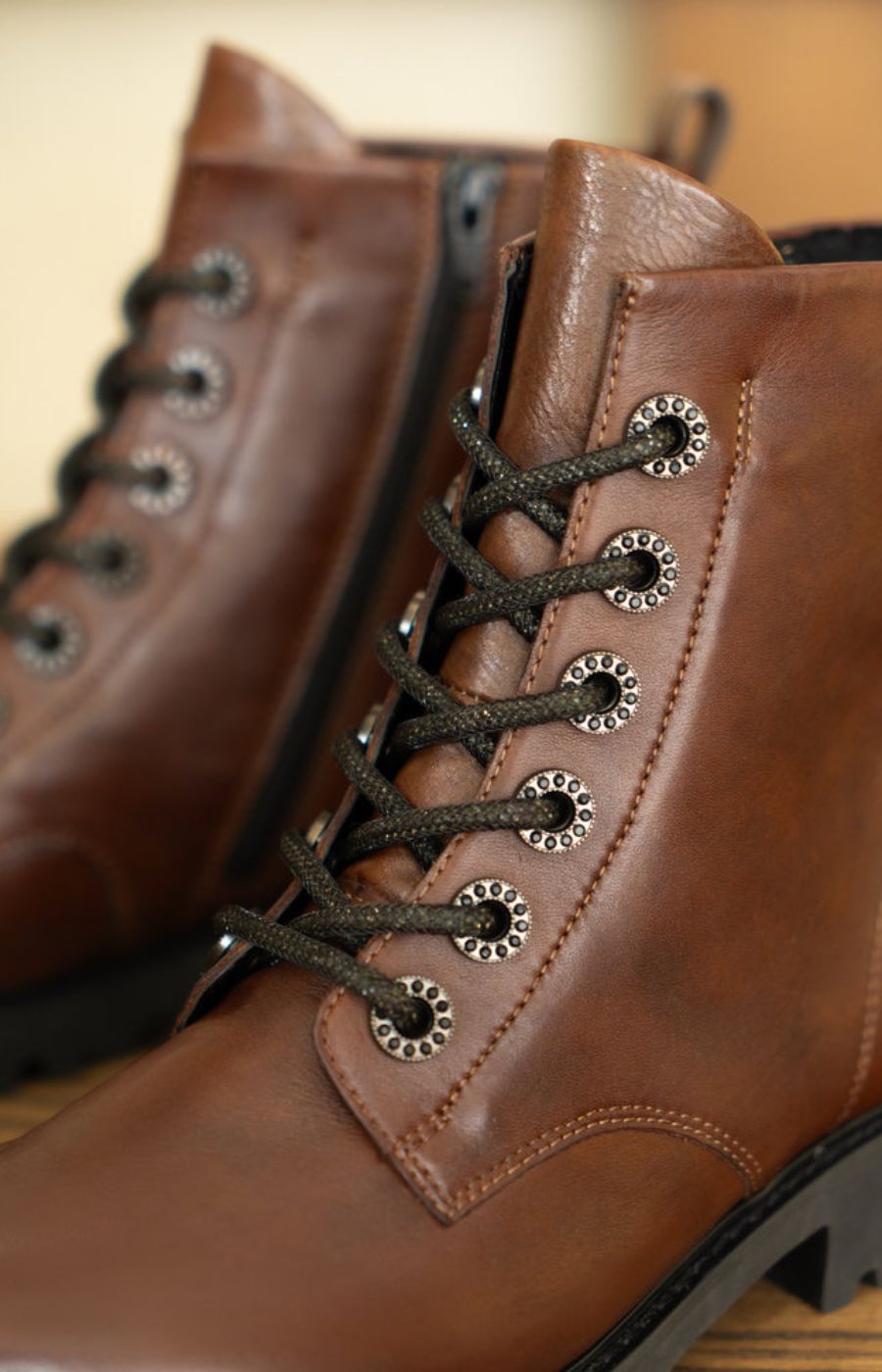 Remonte Sparkle Lace Boots in Brown