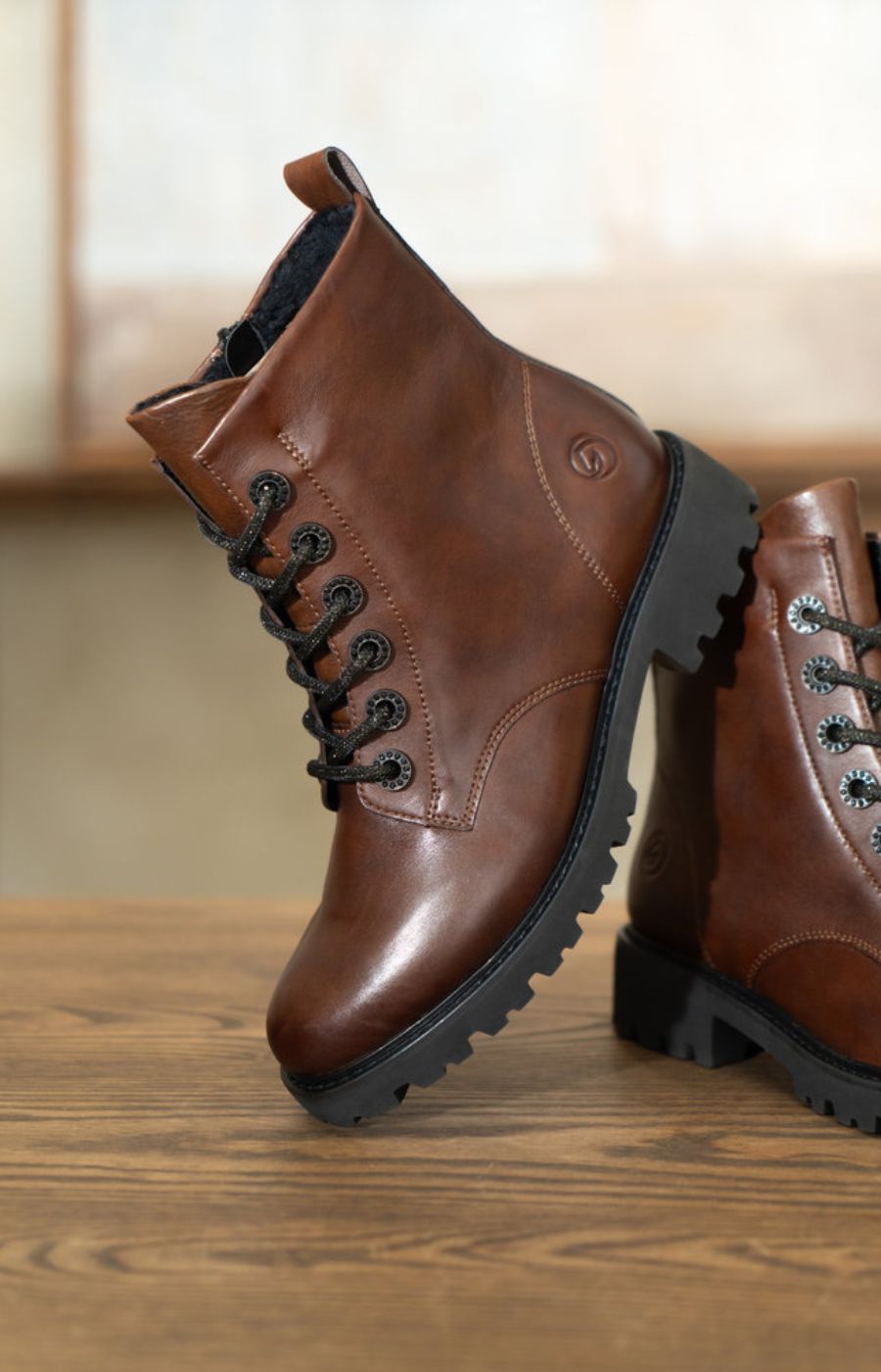 Remonte Sparkle Lace Boots in Brown