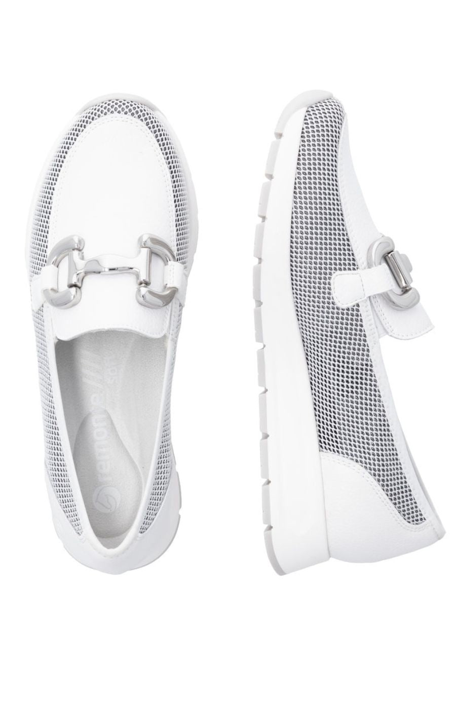 Remonte White Loafer with Silver Buckle