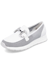 Remonte White Loafer with Silver Buckle