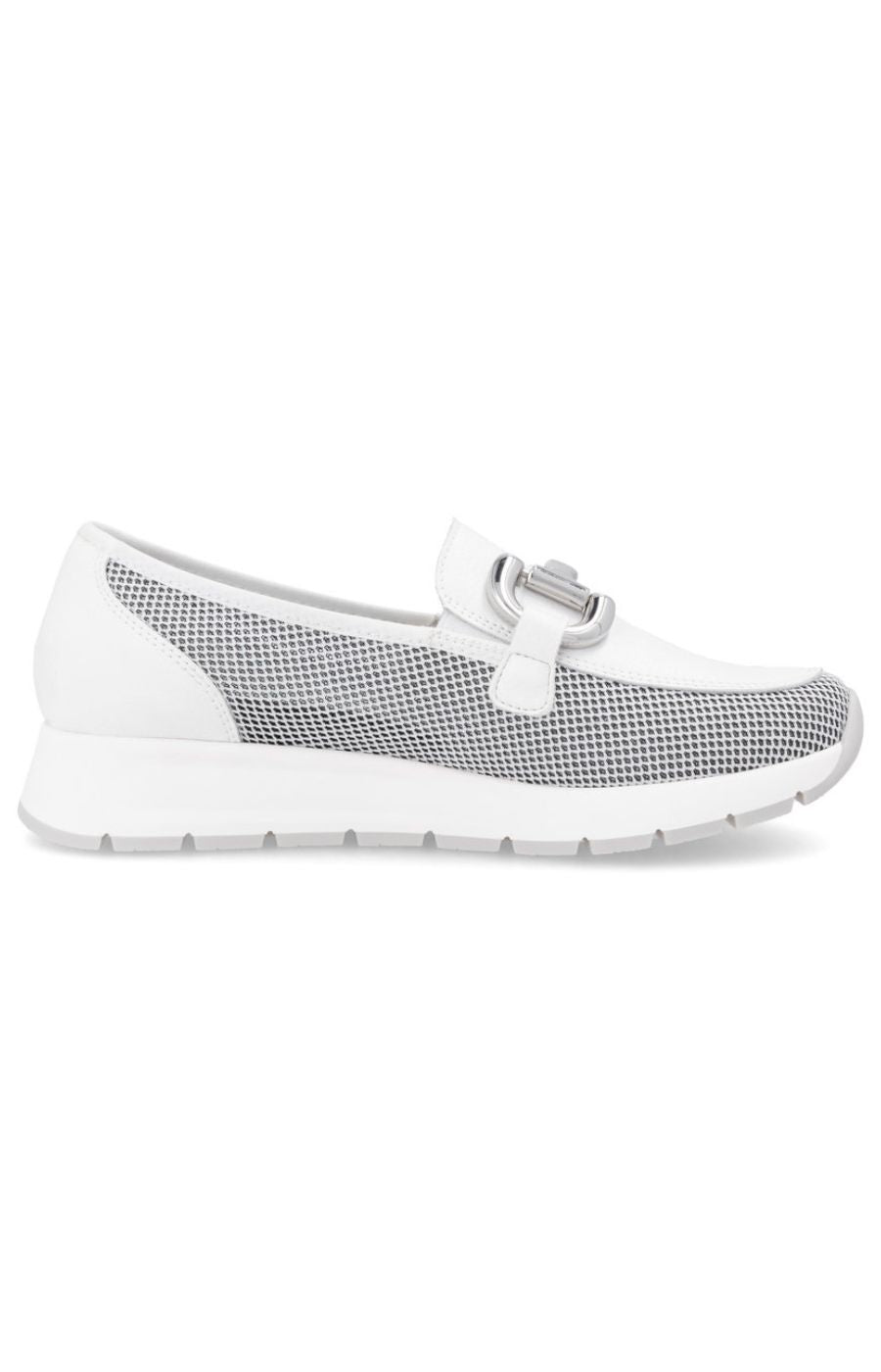 Remonte White Loafer with Silver Buckle