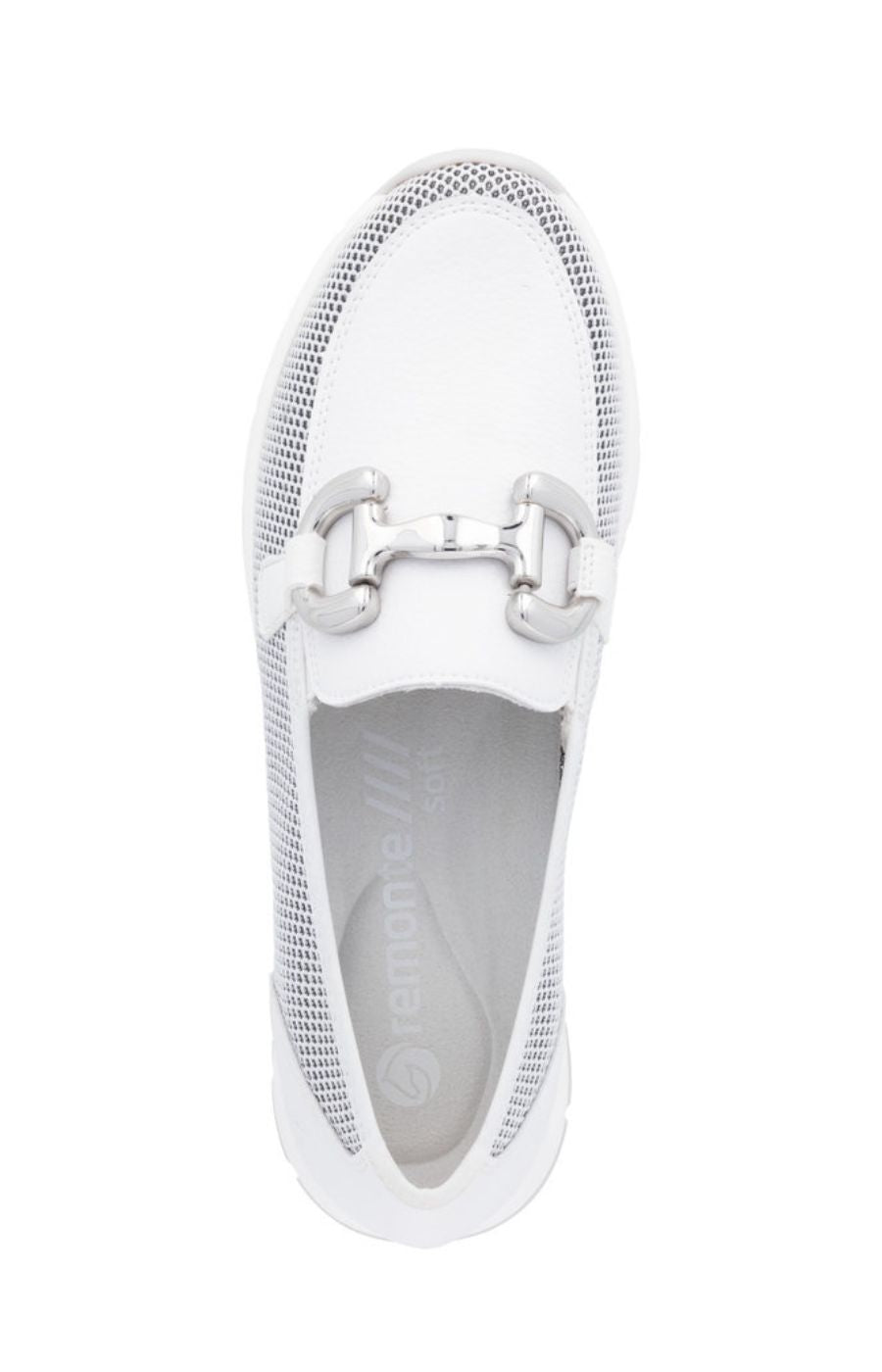 Remonte White Loafer with Silver Buckle