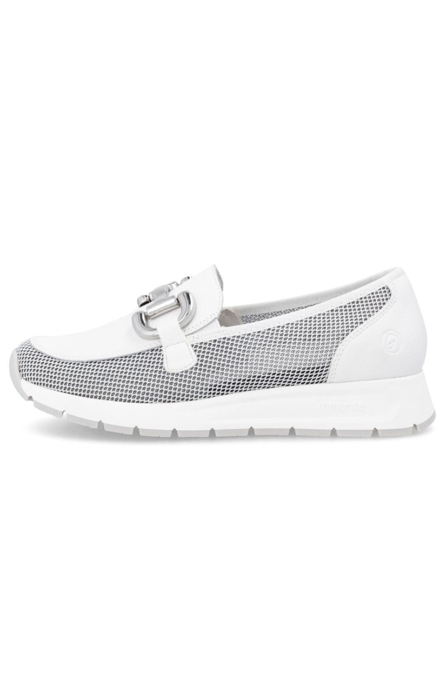 Remonte White Loafer with Silver Buckle