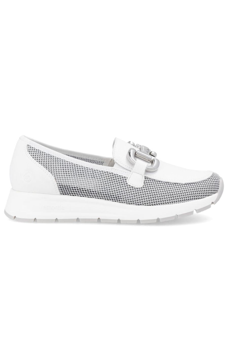 Remonte White Loafer with Silver Buckle