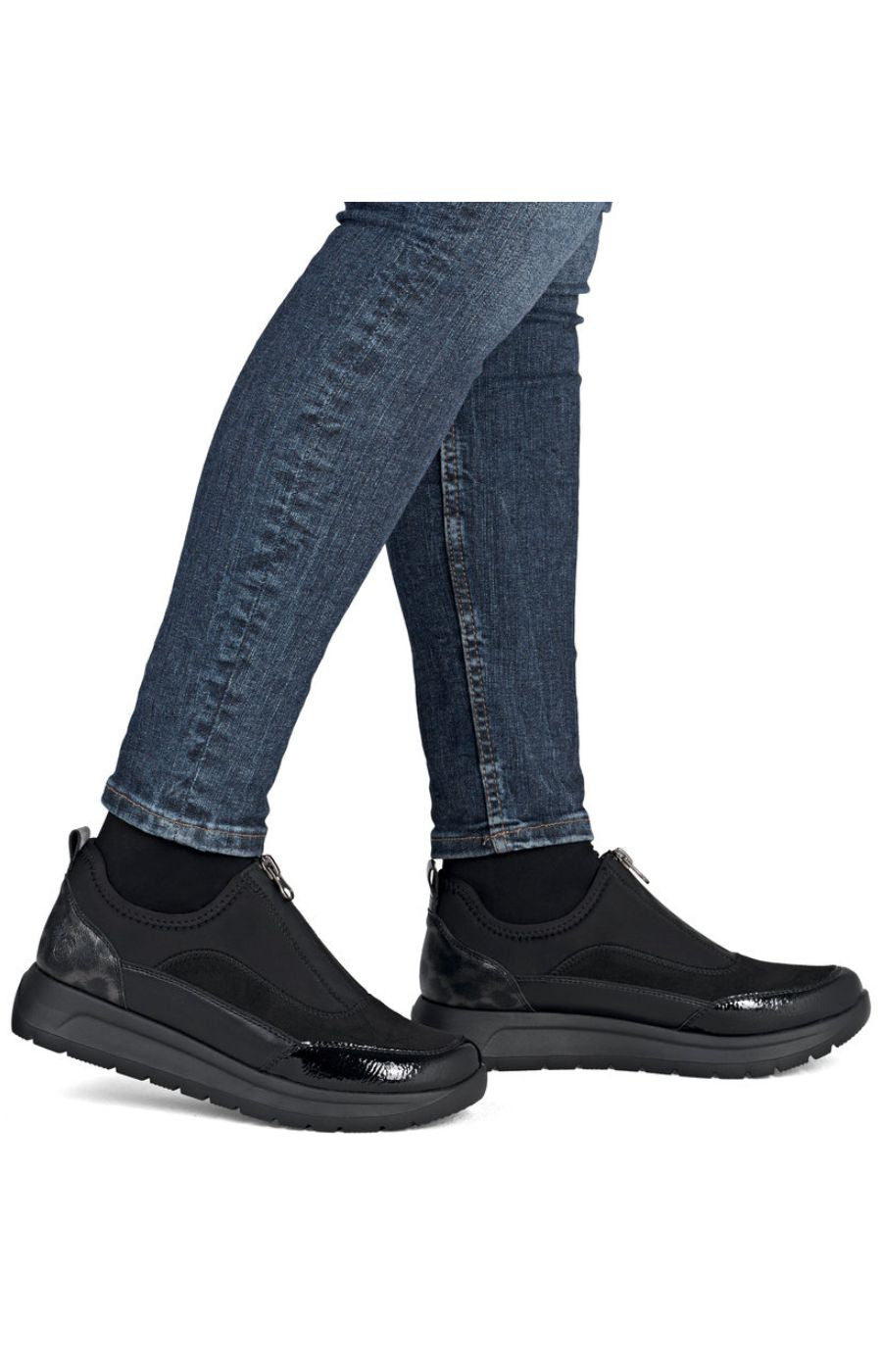 Remonte Zip Trainers in Black