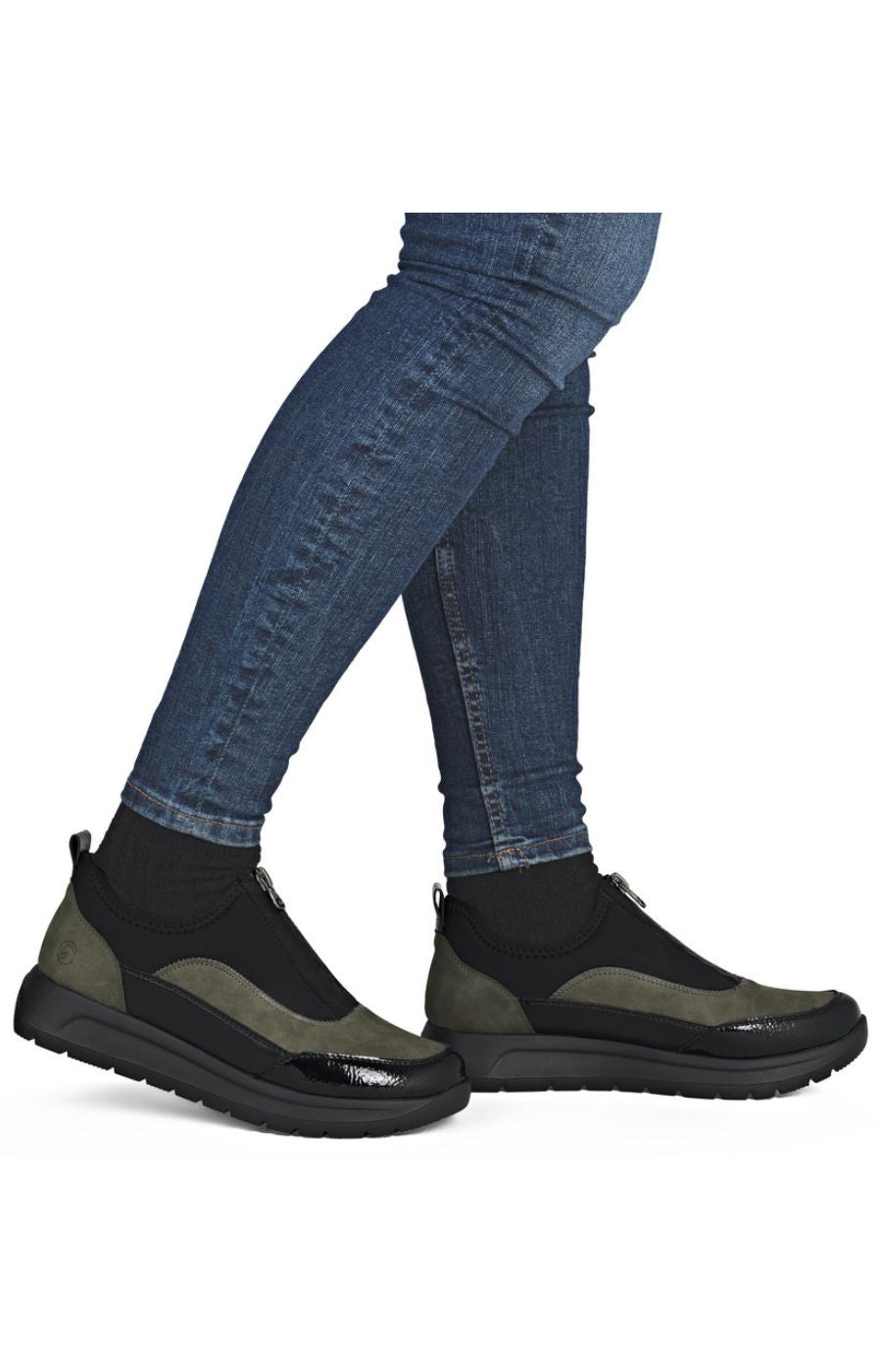 Remonte Zip Trainers in Khaki