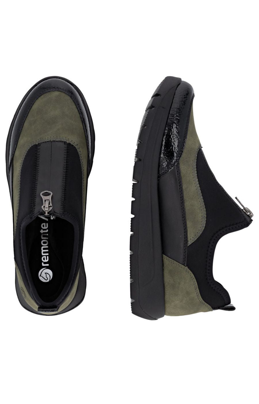 Remonte Zip Trainers in Khaki