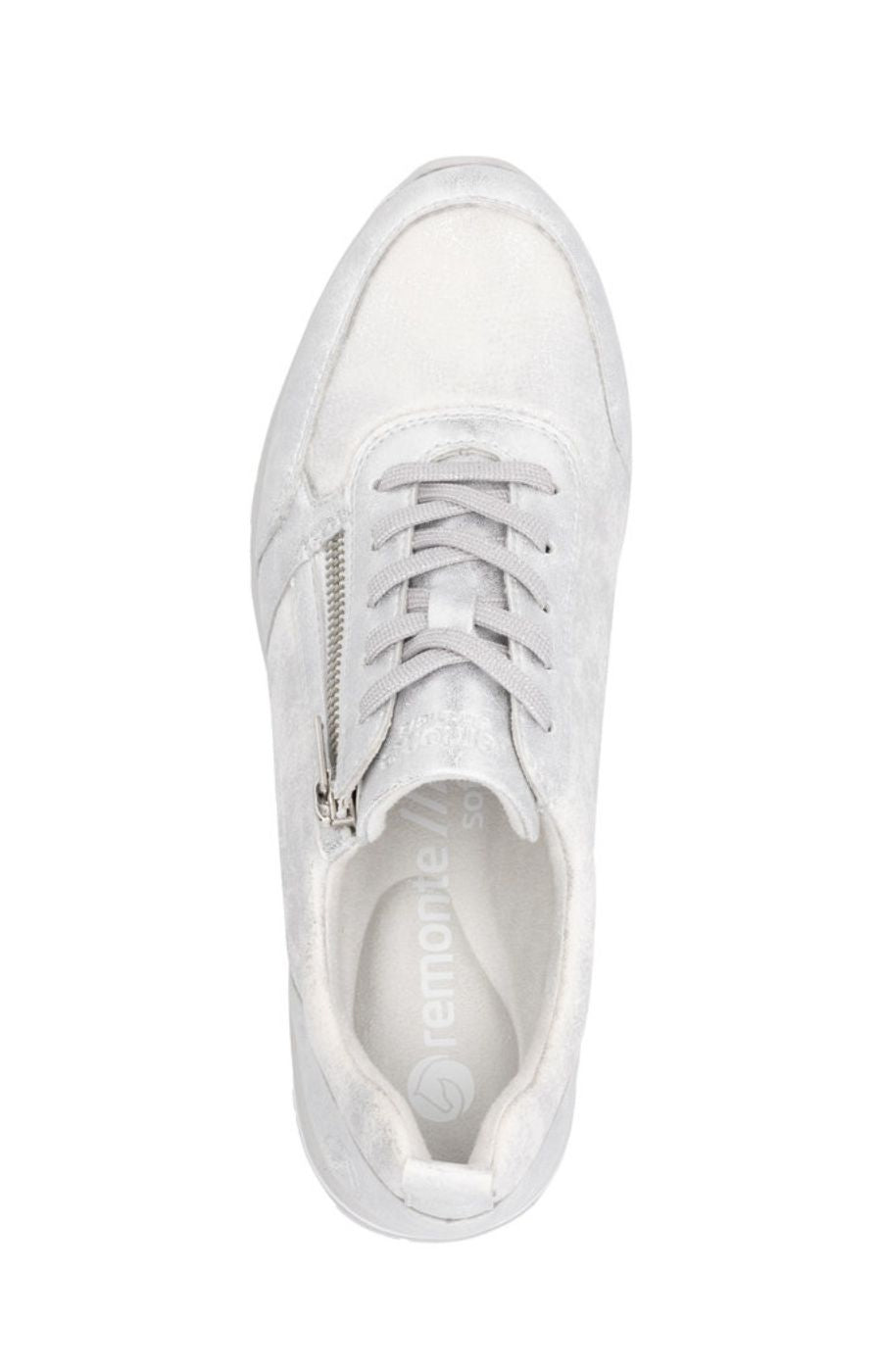 Remonte Zipped Wedge Trainer in Silver