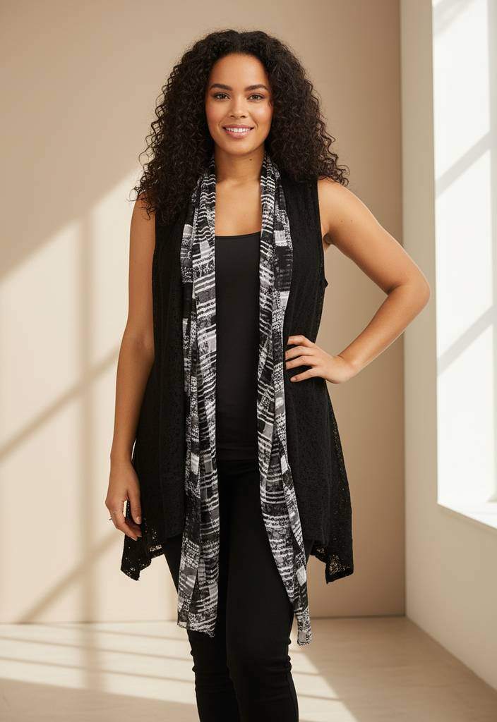 Ria Waistcoat in Black/White
