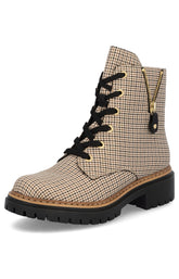 Rieker Biker Checkered Boots in Beige