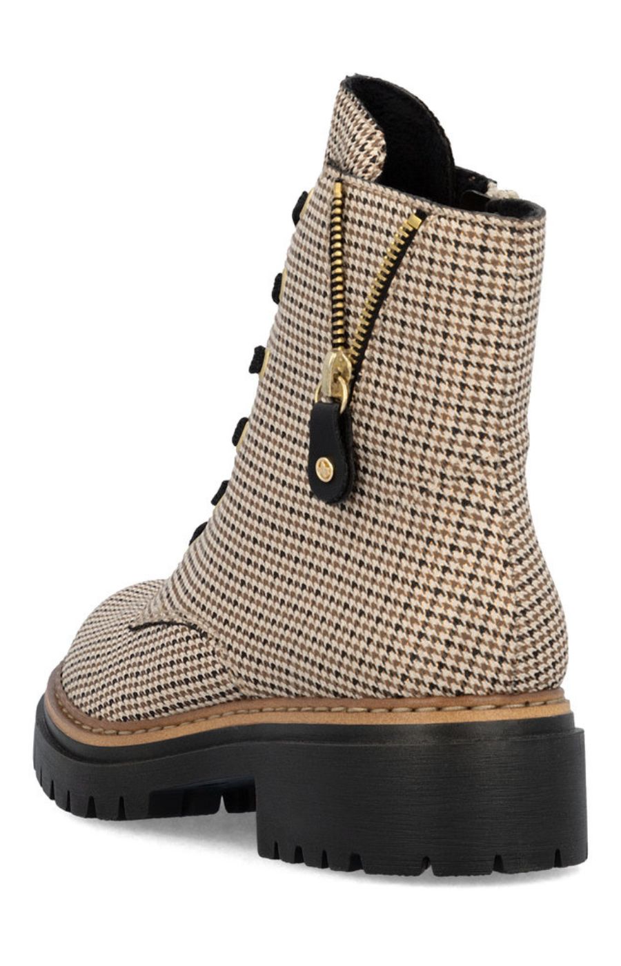 Rieker Biker Checkered Boots in Beige