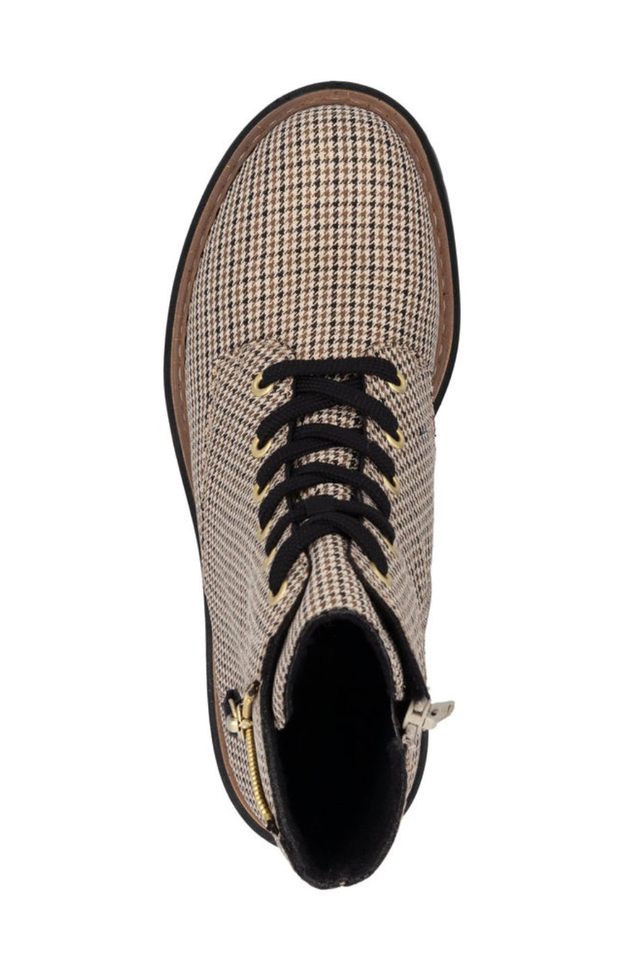 Rieker Biker Checkered Boots in Beige